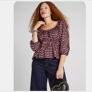 kate spade Fancy Hearts Long-sleeve Riviera Top L NWT